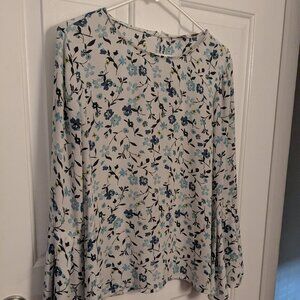 Loft Blouse Size Medium, Floral, Puffy Sleeves